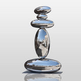 PREMIER Abstract Zen Pebble Sculpture with Polished Stainless Steel Stacked Form for Luxury Villas and Modern Outdoor Spaces PSSS-167-Stainless Steel Sculpture-PREMIER SCULPTURE