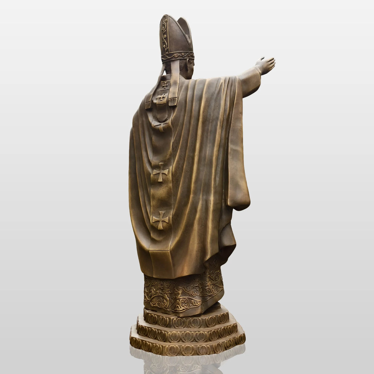 PREMIER Alive Bronze Statue with Lifelike Pope John Paul II Image Perfect for Church Squares, Memorial Parks and Religious Spaces PSB-147-Bronze Sculpture-PREMIER SCULPTURE