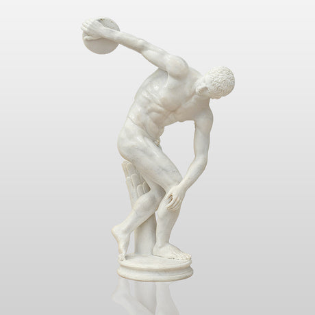 PREMIER Athletic Discobolus Marble Sculpture with Muscular and Powerful Style Ideal for Sports Parks or Open Air Museum PSM-098-Marble sculpture-PREMIER SCULPTURE