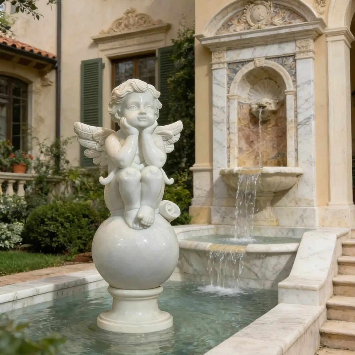 PREMIER Baby Angel Bronze Sculpture with Classic and Cute Design Ideal for Gardens, Churches and Parks PSM-104-Marble sculpture-PREMIER SCULPTURE