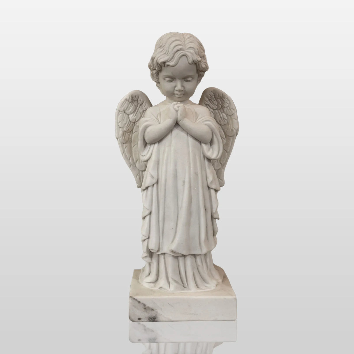 PREMIER Baby Angel Marble Sculpture with Classic Figure Shape Best for Outdoor Gardens or Parks PSM-105-Marble sculpture-PREMIER SCULPTURE