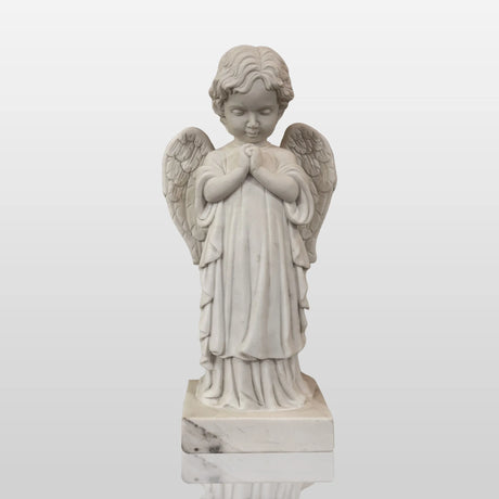 PREMIER Baby Angel Marble Sculpture with Classic Figure Shape Best for Outdoor Gardens or Parks PSM-105-Marble sculpture-PREMIER SCULPTURE