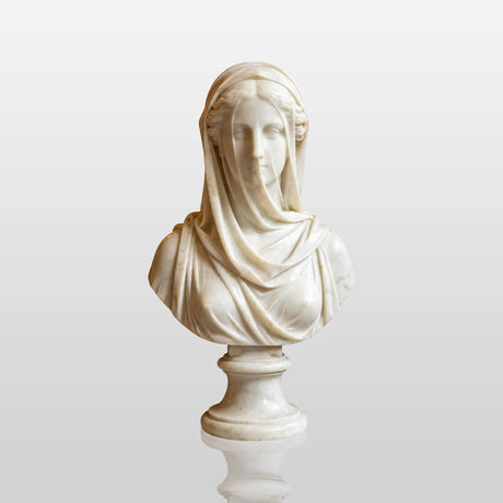 PREMIER Beautiful Bride Table Sculpture in White Marble for Study Desk, Display Shelf and Living Room Sideboard PSM-130-Marble sculpture-PREMIER SCULPTURE