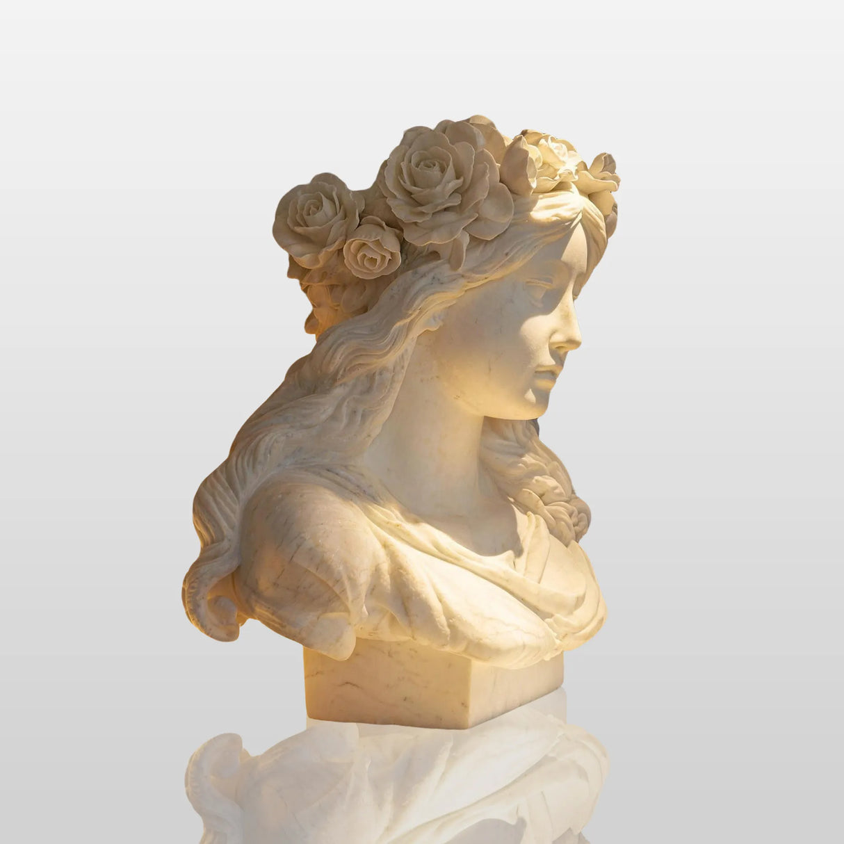 PREMIER Beautiful Female Marble Bust Statue with Refined Design Perfect for Entryway, Study Bookshelf, or Other Indoor Tables PSM-112-Marble sculpture-PREMIER SCULPTURE