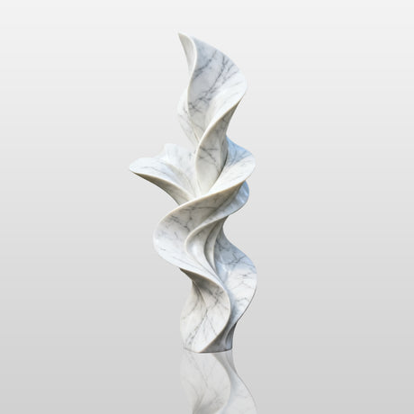 PREMIER Beautiful White Marble Sculpture with Delicate Spiral Flower Design Suitable for Gardens, Luxury Hotel Courtyards PSM-099-Marble sculpture-PREMIER SCULPTURE
