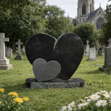 PREMIER Black Marble Sculpture with Double Hearts Tombstone Shape Best for Cemeteries, Memorial Gardens PSM-108-Marble sculpture-PREMIER SCULPTURE