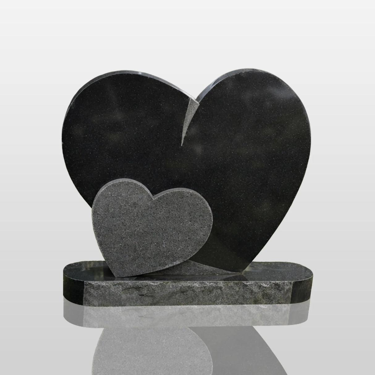 PREMIER Black Marble Sculpture with Double Hearts Tombstone Shape Best for Cemeteries, Memorial Gardens PSM-108-Marble sculpture-PREMIER SCULPTURE