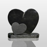 PREMIER Black Marble Sculpture with Double Hearts Tombstone Shape Best for Cemeteries, Memorial Gardens PSM-108-Marble sculpture-PREMIER SCULPTURE