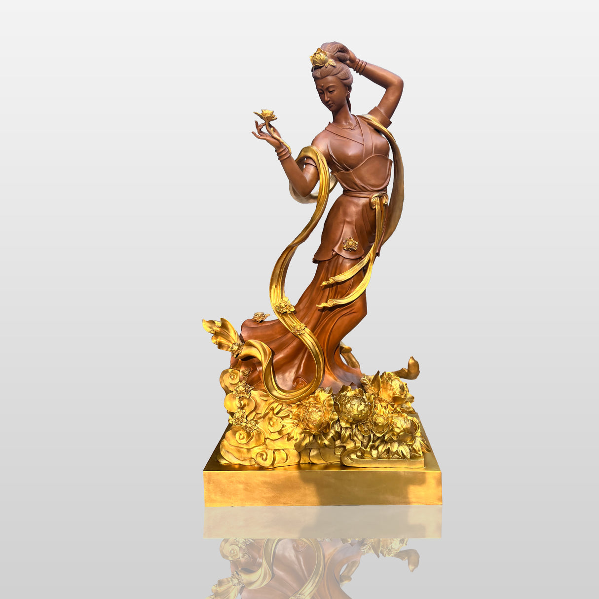 PREMIER Brass Flying Goddess Sculpture with Elegant Artistic Design for Museums, Cultural Halls & Luxury Interiors PSB-138-Bronze Sculpture-PREMIER SCULPTURE