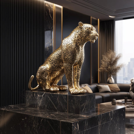 PREMIER Brass Leopard Sculpture with Detailed Surface Design for Luxury Interiors PSB-132-Bronze Sculpture-PREMIER SCULPTURE