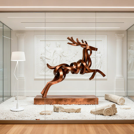 PREMIER Bronze Abstract Sculpture with Deer Inspired Sculptural Form for Luxury Interiors, Villas and Art Spaces PSB-123-Bronze Sculpture-PREMIER SCULPTURE