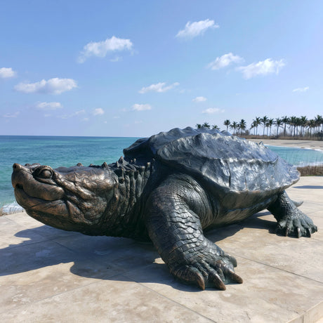 PREMIER Bronze Alligator Snapping Turtle Statue for Pool Edge, Seaside Lawn and Town Open Space PSB-211-Bronze Sculpture-PREMIER SCULPTURE