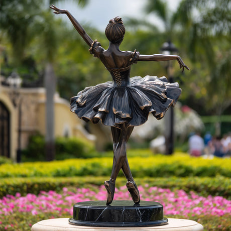 PREMIER Bronze Ballerina Sculpture with Classic Tutu Design for Gardens and Courtyards PSB-131-Bronze Sculpture-PREMIER SCULPTURE