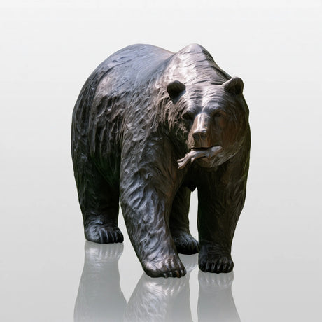 PREMIER Bronze Bear Statue with a Fish for Front Yard, Residential Garden or Street PSB-281-Bronze Sculpture-PREMIER SCULPTURE