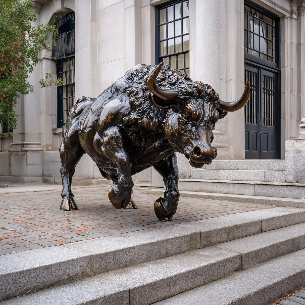 PREMIER Bronze Bull Statue with Dynamic Stance for Commercial Plazas and Estate Entrances PSB-128-Bronze Sculpture-PREMIER SCULPTURE