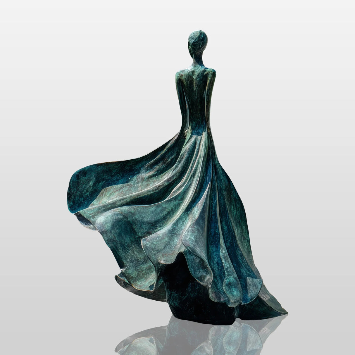 PREMIER Bronze Graceful Lady Sculpture With Flowing Dress Design for Courtyards, Gardens & Luxury Entrances PSB-134-Bronze Sculpture-PREMIER SCULPTURE