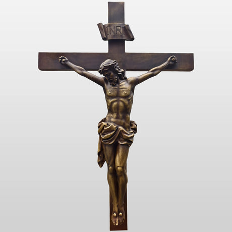 PREMIER Bronze Jesus Crucifix Statue with Sacred Design for Churches, Chapels & Prayer Rooms PSB-136-Bronze Sculpture-PREMIER SCULPTURE