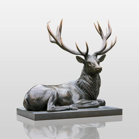 PREMIER Bronze Reclining Deer Statue for Front Yard Lawn, Side Yard Garden, Zoo or Public Square PSB-218-Bronze Sculpture-PREMIER SCULPTURE