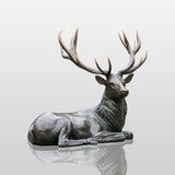 PREMIER Bronze Reclining Deer Statue for Front Yard Lawn, Side Yard Garden, Zoo or Public Square PSB-218-Bronze Sculpture-PREMIER SCULPTURE