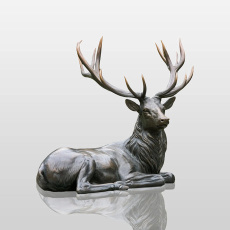 PREMIER Bronze Reclining Deer Statue for Front Yard Lawn, Side Yard Garden, Zoo or Public Square PSB-218-Bronze Sculpture-PREMIER SCULPTURE