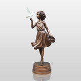 PREMIER Bronze Sculpture with Girl Holding Dove Design for Gardens, Patios, Courtyards and Residential Landscapes PSB-187-Bronze Sculpture-PREMIER SCULPTURE