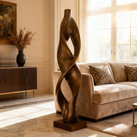 PREMIER Bronze Sculpture with Twisted Column Design for Living Rooms and Interior Corners PSB-130-Bronze Sculpture-PREMIER SCULPTURE