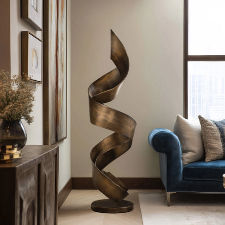 PREMIER Bronze Spiral Sculpture in Curved Ribbon Form for Living Room, Entryway and Office PSB-117-Bronze Sculpture-PREMIER SCULPTURE