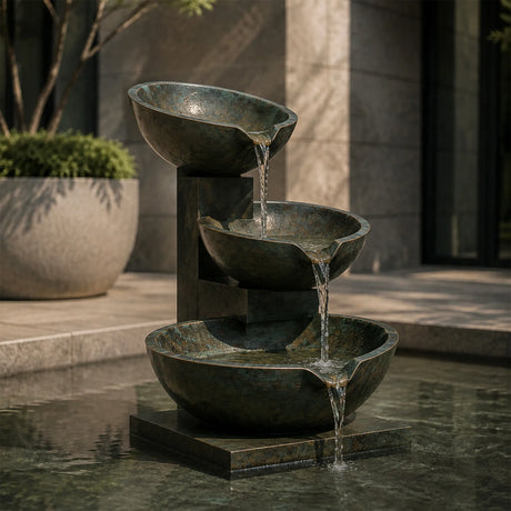 PREMIER Bronze Three Tiered Bowl Fountain for Front Yard, Garden Poolside or Hotel Garden PSB-238-Bronze Sculpture-PREMIER SCULPTURE