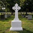PREMIER Celtic Cross Marble Tombstone for Memorial Park, Catholic Graveyard or Burial Grounds PSM-185-Marble sculpture-PREMIER SCULPTURE