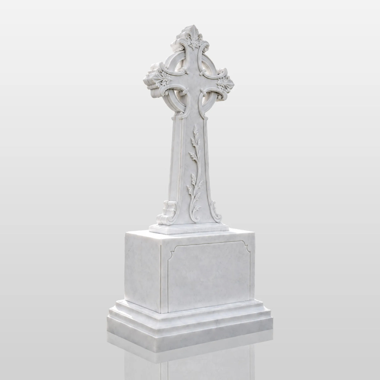 PREMIER Celtic Cross Marble Tombstone for Memorial Park, Catholic Graveyard or Burial Grounds PSM-185-Marble sculpture-PREMIER SCULPTURE