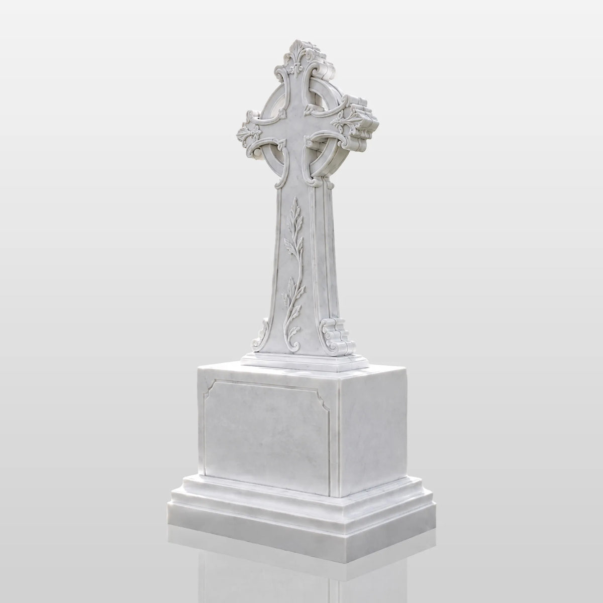 PREMIER Celtic Cross Marble Tombstone for Memorial Park, Catholic Graveyard or Burial Grounds PSM-185-Marble sculpture-PREMIER SCULPTURE