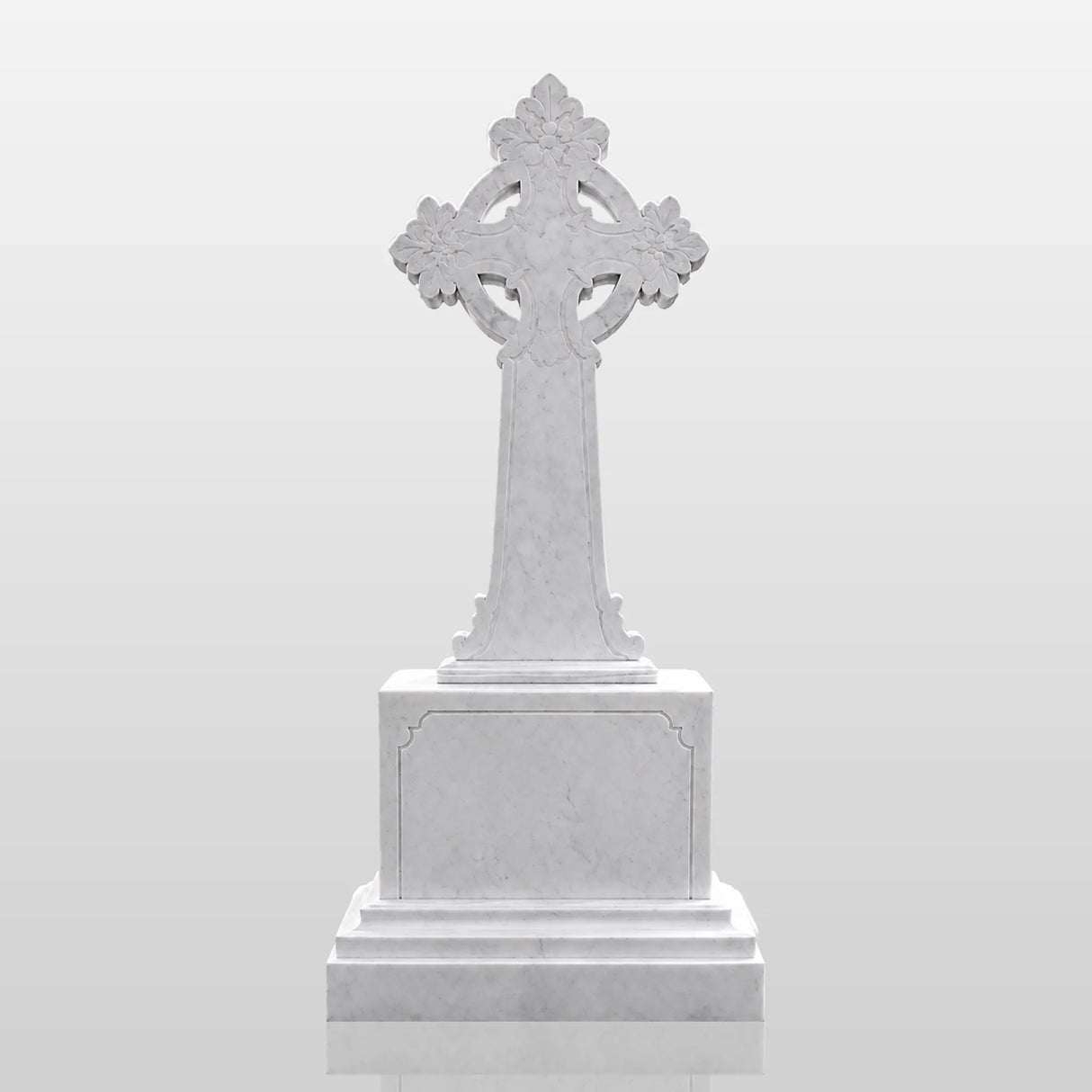 PREMIER Celtic Cross Marble Tombstone for Memorial Park, Catholic Graveyard or Burial Grounds PSM-185-Marble sculpture-PREMIER SCULPTURE