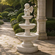 PREMIER Cherub Marble Fountain for Front Courtyard, Garden Poolside and Public Plaza PSFM-018-Marble sculpture-PREMIER SCULPTURE