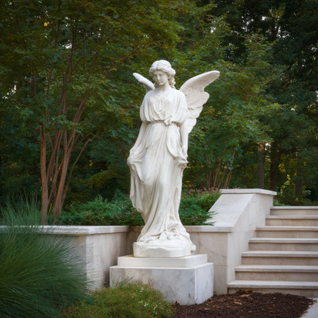 PREMIER Classic Angel Marble Sculpture with Elegant and Delicate Design Ideal for Gardens, Fountains, or Classical Courtyards PSM-111-Marble sculpture-PREMIER SCULPTURE