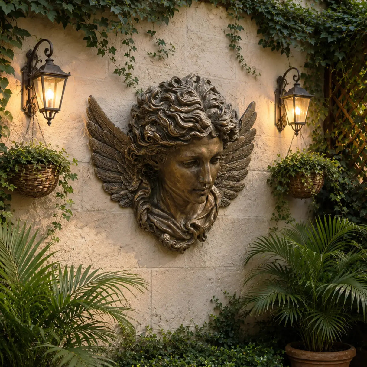 PREMIER Classic Angel Wall Sculpture in Bronze for Courtyards, Villa Entrances, Garden Patios or Pathways PSB-177-Bronze Sculpture-PREMIER SCULPTURE
