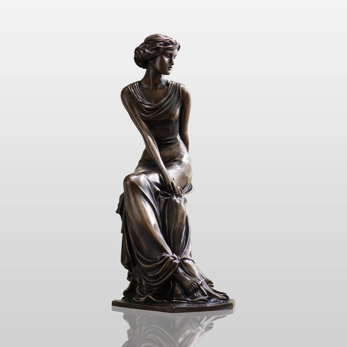PREMIER Classic Bronze Table Top Sculpture with Graceful Seated Female Design for Sturdy, Offices and Any Indoor Tables PSB-167-Bronze Sculpture-PREMIER SCULPTURE