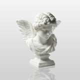 PREMIER Classic Male Angel Bust Statue in White Marble for Entry Consoles, Living Shelves, Galleries or Bedroom Vanities PSM-152-Marble sculpture-PREMIER SCULPTURE