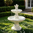 PREMIER Classic Marble Fountain with Cute Angel Design for Backyard Lawns, Gardens, Courtyards or Relaxation Areas PSFM-013-Marble sculpture-PREMIER SCULPTURE