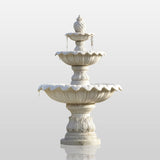 PREMIER Classic Marble Fountain with Three Scalloped Tiers Design for Gardens, Hotels, Parks or Courtyards PSFM-011-Marble sculpture-PREMIER SCULPTURE
