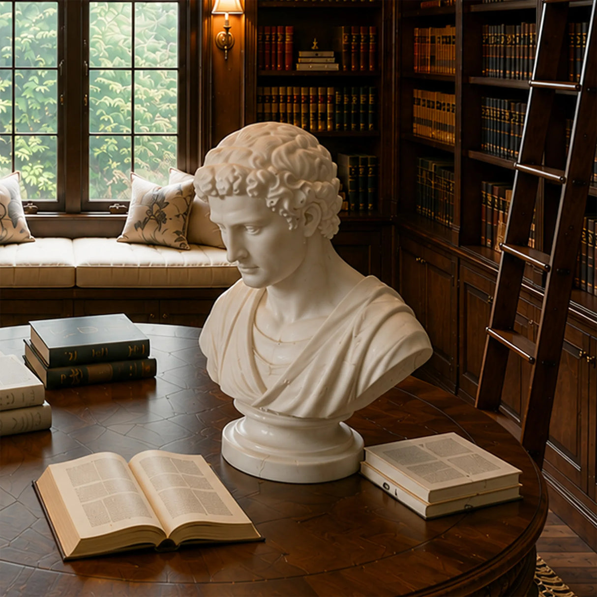 PREMIER Classic Marble Male Bust Statue for Study Desk, Mantel Top or Entry Table PSM-189-Marble sculpture-PREMIER SCULPTURE