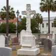 PREMIER Classic Marble Tombstone Sculpture with Cross Design for Cemeteries, Church Gardens or Memorial Areas PSM-118-Marble sculpture-PREMIER SCULPTURE