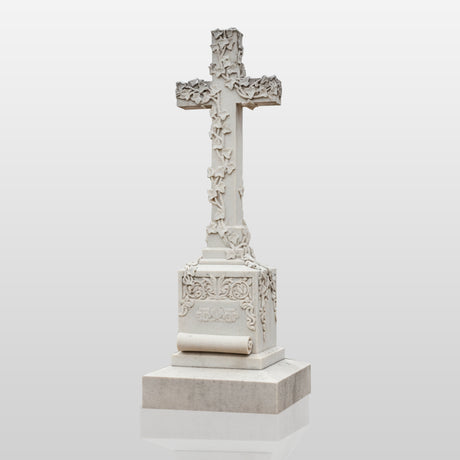 PREMIER Classic Marble Tombstone Sculpture with Cross Design for Cemeteries, Church Gardens or Memorial Areas PSM-118-Marble sculpture-PREMIER SCULPTURE