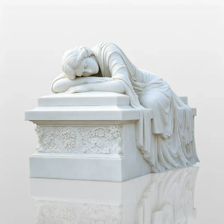 PREMIER Classic Marble Tombstone with Base for Memorial Gardens, Church Graveyards or Cemetery Grounds PSM-153-Marble sculpture-PREMIER SCULPTURE