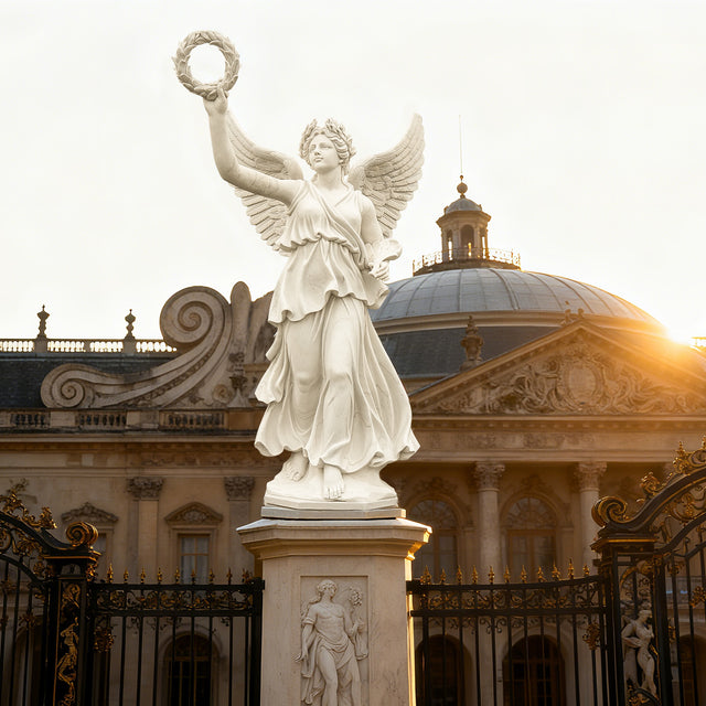 PREMIER Classical Marble Angel Sculpture with Laurel Wreath for Courtyards and Luxury Estates PSM-080-Marble sculpture-PREMIER SCULPTURE