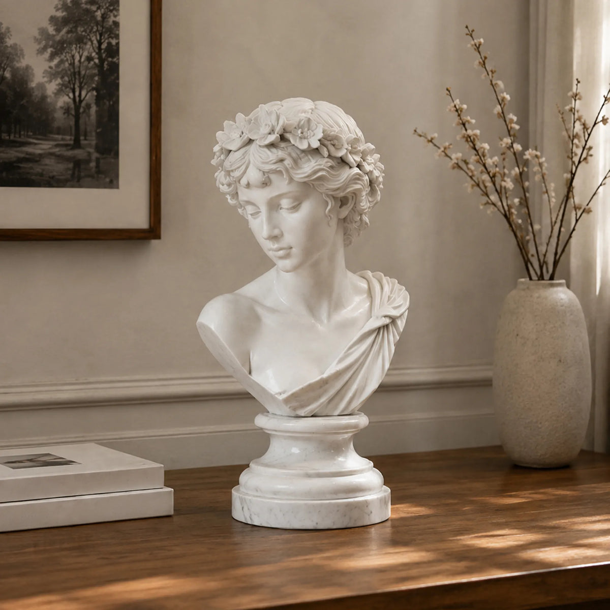 PREMIER Classical Marble Bust Statue for Console Table, Window Sill or Bar Counter PSM-216-Marble sculpture-PREMIER SCULPTURE
