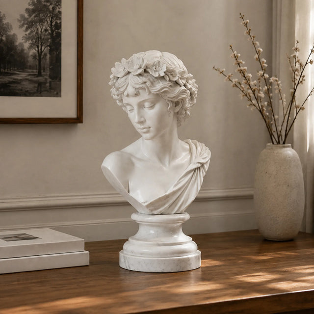 PREMIER Classical Marble Bust Statue for Console Table, Window Sill or Bar Counter PSM-216-Marble sculpture-PREMIER SCULPTURE