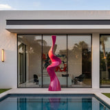 PREMIER Contemporary Pink Stainless Steel Sculpture with Curved Vertical Form for Patios, Pool Areas, and Modern Landscaping PSSS-187-Stainless Steel Sculpture-PREMIER SCULPTURE
