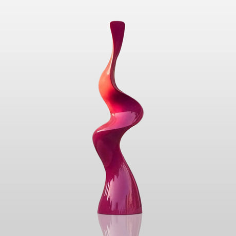 PREMIER Contemporary Pink Stainless Steel Sculpture with Curved Vertical Form for Patios, Pool Areas, and Modern Landscaping PSSS-187-Stainless Steel Sculpture-PREMIER SCULPTURE