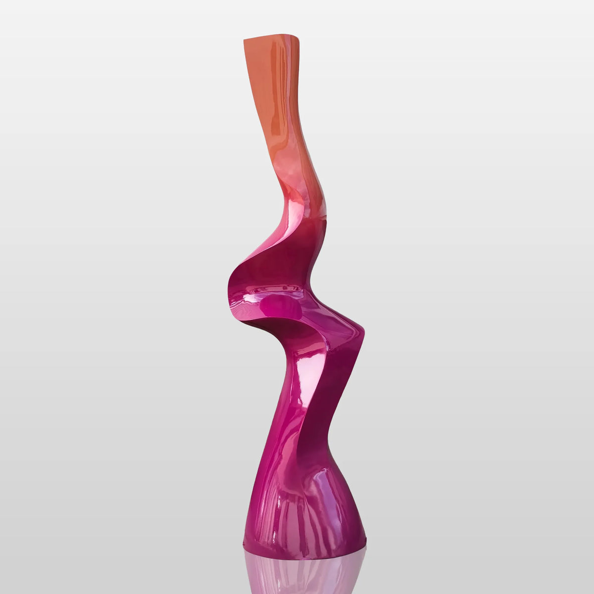 PREMIER Contemporary Pink Stainless Steel Sculpture with Curved Vertical Form for Patios, Pool Areas, and Modern Landscaping PSSS-187-Stainless Steel Sculpture-PREMIER SCULPTURE