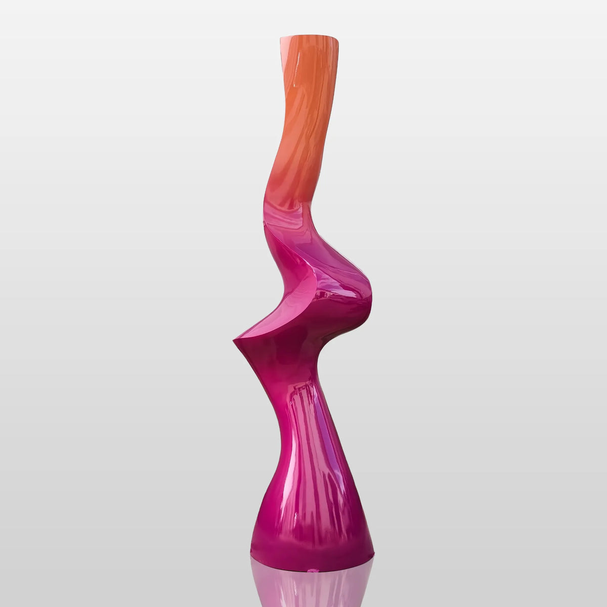 PREMIER Contemporary Pink Stainless Steel Sculpture with Curved Vertical Form for Patios, Pool Areas, and Modern Landscaping PSSS-187-Stainless Steel Sculpture-PREMIER SCULPTURE